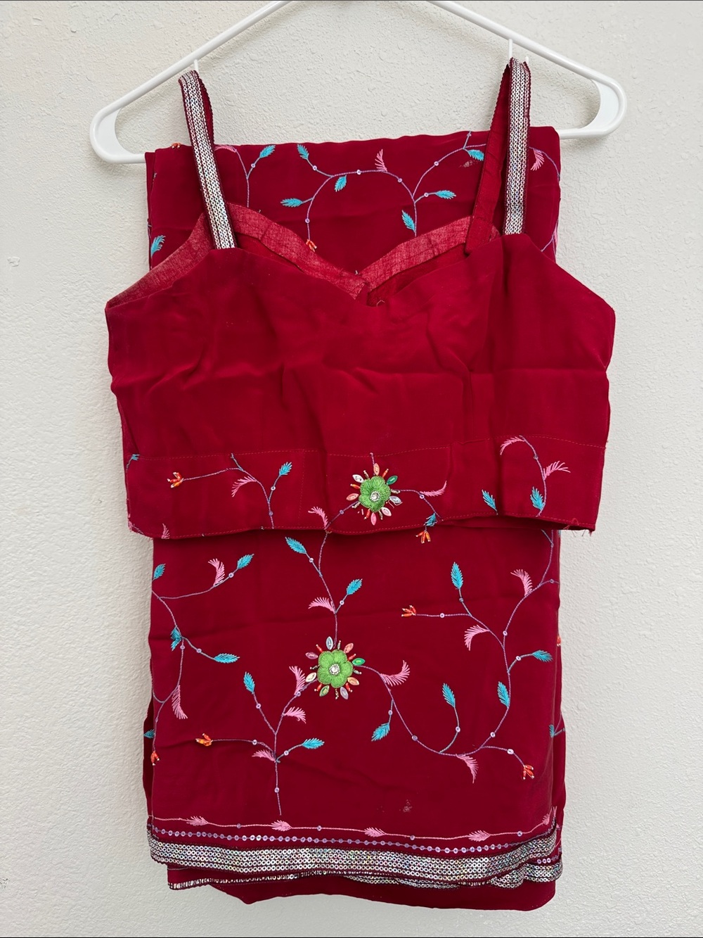 Red Embroidered Sari & Blouse